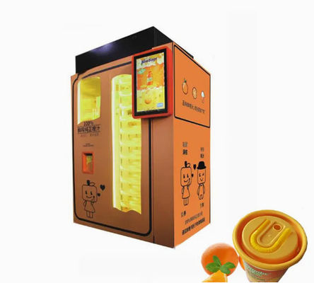 ショッピング モールの自動オレンジ ジュースのスクイーザの屋外の飲み物の自動販売機