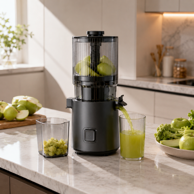 Fresh Smart HJ303 超広口スロージューサー – 155mm投入口、2400mlホッパー、200Wコールドプレス＆セルフクリーニングで、本物のホールフード栄養への近道